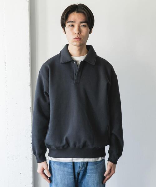 URBAN RESEARCH DOORS（アーバンリサーチドアーズ）の「裏起毛スウェットポロシャツ（スウェット・メンズ・ネイビー/ブラック/グレー・MEDIUM/LARGE）」の22枚目の写真