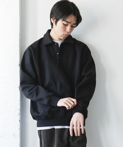 URBAN RESEARCH DOORS（アーバンリサーチドアーズ）の「裏起毛スウェットポロシャツ（スウェット・メンズ・ネイビー/ブラック/グレー・MEDIUM/LARGE）」の12枚目の写真