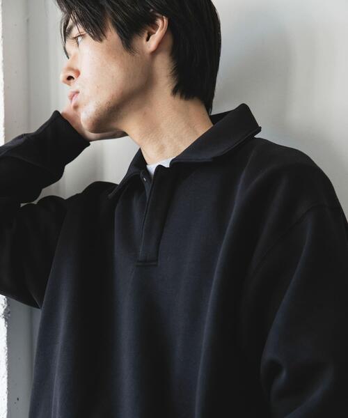 URBAN RESEARCH DOORS（アーバンリサーチドアーズ）の「裏起毛スウェットポロシャツ（スウェット・メンズ・ネイビー/ブラック/グレー・MEDIUM/LARGE）」の8枚目の写真