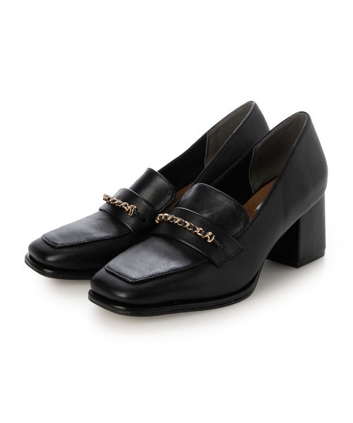 EVOL(イーボル)の「【美脚効果・クッション入り】スクエア6.5cmチェーンローファー JA4017(ローファー・レディース・ブラック/アイボリー・22.0cm/22.5cm/23.0cm/23.5cm/24.0cm/24.5cm/25.0cm)」の7枚目の写真