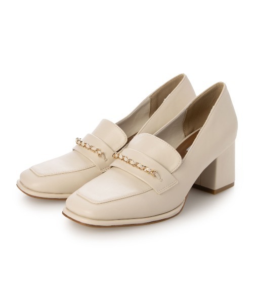 EVOL(イーボル)の「【美脚効果・クッション入り】スクエア6.5cmチェーンローファー JA4017(ローファー・レディース・ブラック/アイボリー・22.0cm/22.5cm/23.0cm/23.5cm/24.0cm/24.5cm/25.0cm)」の12枚目の写真