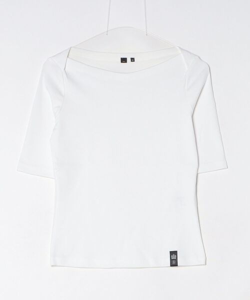 Sov.(ソブ)の「ベアフライス ボートネックトップス(Tシャツ/カットソー・レディース・サックスブルー/オフホワイト/ブラック・38/36)」の5枚目の写真