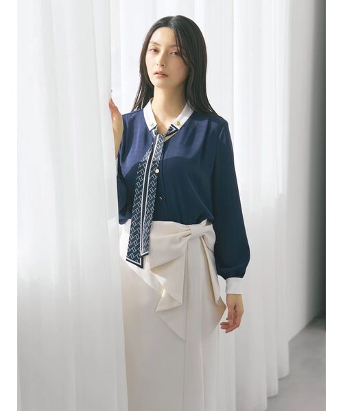 TONAL(トーナル)の「リボンデザインタイトスカート(スカート・レディース・アイボリー/ネイビー/グレー・MEDIUM/SMALL)」の11枚目の写真