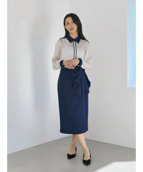 TONAL(トーナル)の「リボンデザインタイトスカート(スカート・レディース・アイボリー/ネイビー/グレー・MEDIUM/SMALL)」の14枚目の写真