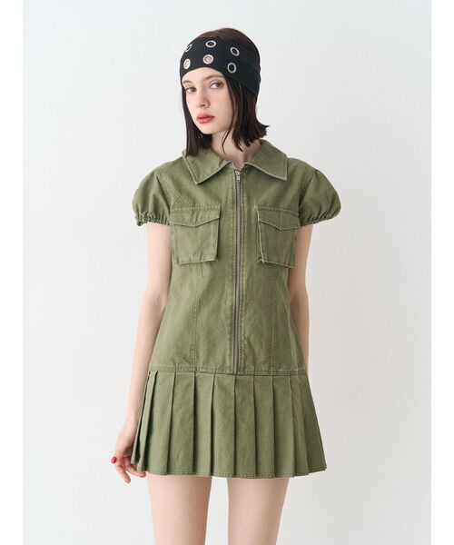 jouetie（ジュエティ）の「ミリタリープリーツミニワンピース（ワンピース・レディース・カーキ/ブラック・MEDIUM）」の7枚目の写真