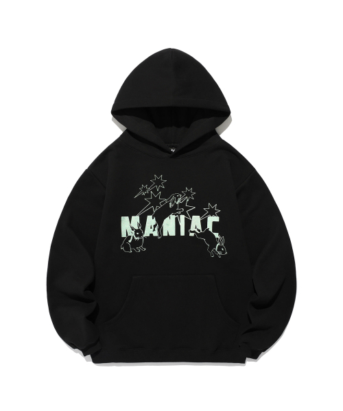 NICE GHOST CLUB(ナイスゴーストクラブ)の「MANIAC RABBITS HOODIE_BLACK(NG2EFUM410A)(パーカー・レディース・ブラック・S/M/L)」の1枚目の写真