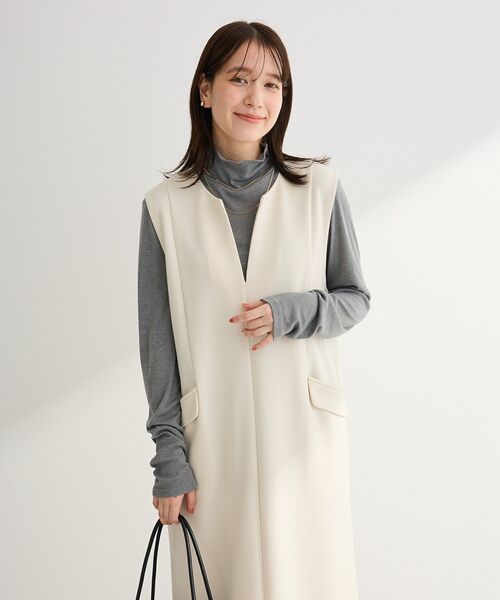 Green　Parks（グリーンパークス）の「ダンボールスキッパージャンパースカート（ジャンパースカート・レディース・杢グレー/ブラック/アイボリー・FREE）」の8枚目の写真