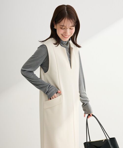 Green　Parks（グリーンパークス）の「ダンボールスキッパージャンパースカート（ジャンパースカート・レディース・杢グレー/ブラック/アイボリー・FREE）」の9枚目の写真