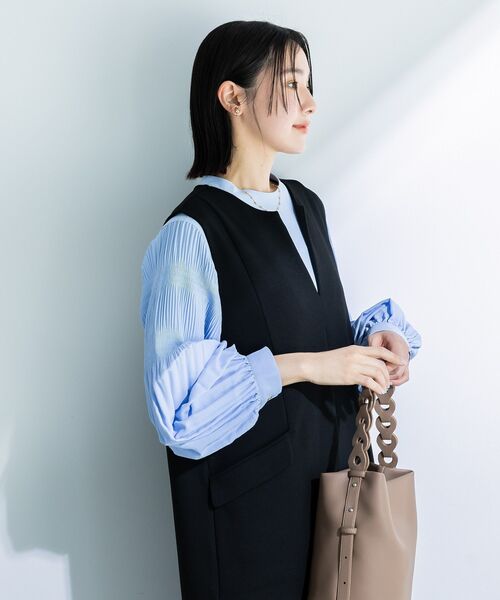 Green　Parks（グリーンパークス）の「ダンボールスキッパージャンパースカート（ジャンパースカート・レディース・杢グレー/ブラック/アイボリー・FREE）」の12枚目の写真