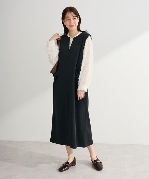 Green　Parks（グリーンパークス）の「ダンボールスキッパージャンパースカート（ジャンパースカート・レディース・杢グレー/ブラック/アイボリー・FREE）」の14枚目の写真