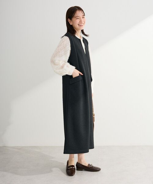 Green　Parks（グリーンパークス）の「ダンボールスキッパージャンパースカート（ジャンパースカート・レディース・杢グレー/ブラック/アイボリー・FREE）」の15枚目の写真