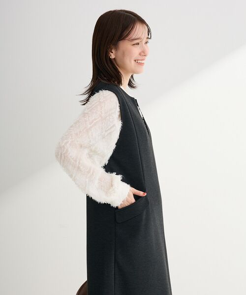 Green　Parks（グリーンパークス）の「ダンボールスキッパージャンパースカート（ジャンパースカート・レディース・杢グレー/ブラック/アイボリー・FREE）」の18枚目の写真