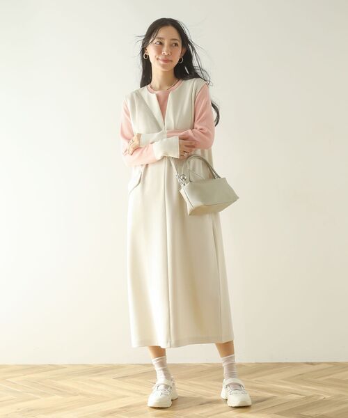 Green　Parks（グリーンパークス）の「ダンボールスキッパージャンパースカート（ジャンパースカート・レディース・杢グレー/ブラック/アイボリー・FREE）」の21枚目の写真