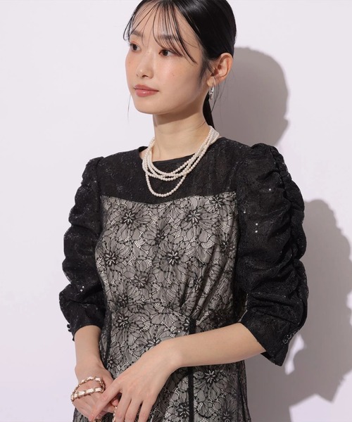 Mystrada(マイストラーダ)の「マーメイドレースドレス(ワンピース・レディース・ブルーグレー/グリーン系その他2/ブラック・38/36)」の10枚目の写真