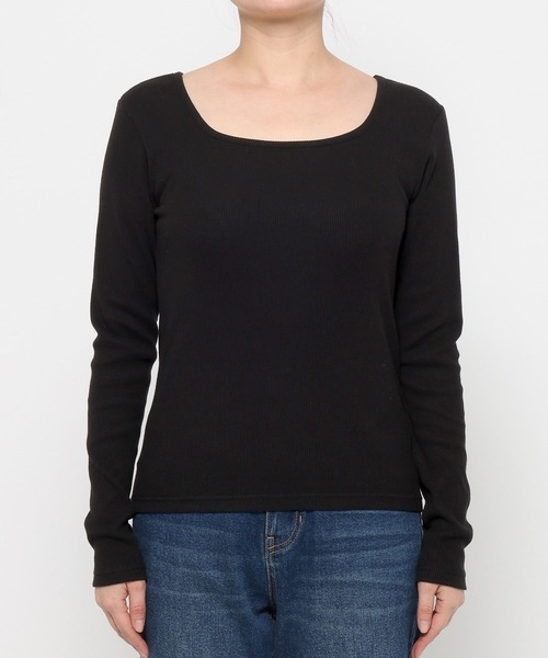 LOWRYS FARM（ローリーズファーム）の「リブタイトＬＳ  638371（Tシャツ/カットソー・レディース・ブラック/アイボリー/イエロー・FREE）」の5枚目の写真