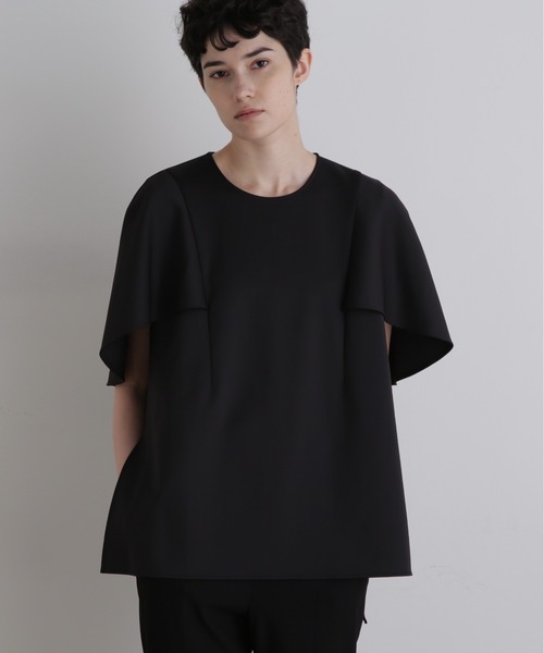 LE PHIL（ルフィル）の「◆ライトダンボールケープブラウス（シャツ/ブラウス・レディース・ブラック/ホワイト・F）」の2枚目の写真