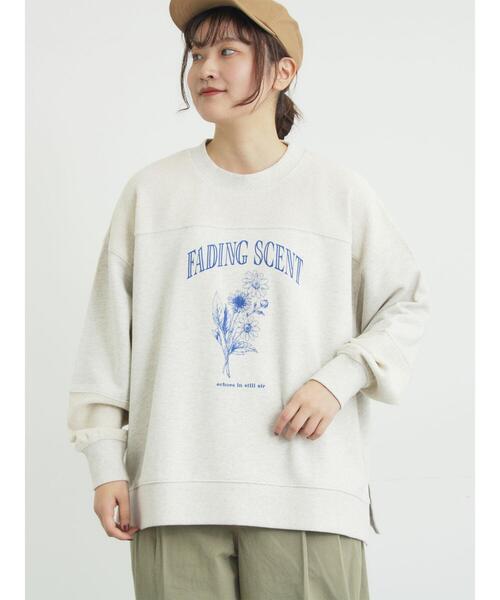 Samansa Mos2（サマンサ モスモス）の「切替ミニ裏毛プリントスウェット（Tシャツ/カットソー・レディース・オフホワイト/チャコールグレー/グレー・F）」の3枚目の写真