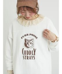 Samansa Mos2 | 切替ミニ裏毛プリントスウェット(Tシャツ/カットソー)