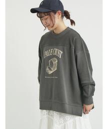 Samansa Mos2 | 切替ミニ裏毛プリントスウェット(Tシャツ/カットソー)
