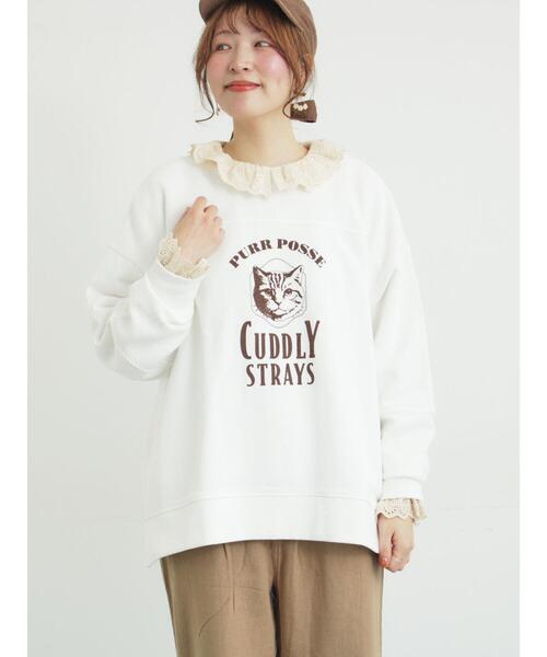 Samansa Mos2(サマンサ モスモス)の「切替ミニ裏毛プリントスウェット(Tシャツ/カットソー・レディース・オフホワイト/グレー/チャコールグレー・F)」の6枚目の写真