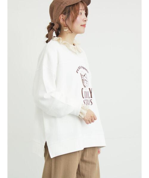 Samansa Mos2(サマンサ モスモス)の「切替ミニ裏毛プリントスウェット(Tシャツ/カットソー・レディース・オフホワイト/グレー/チャコールグレー・F)」の7枚目の写真