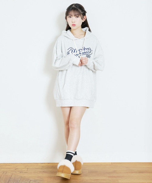 LOVETOXIC（ラブトキシック）の「【LTXC/綿100%】ロゴパーカチュニックワンピ（ワンピース・キッズ・ブラック/サックスブルー/ホワイト系その他/トップグレー・S:140cm/L:160cm/130cm/M:150cm）」の14枚目の写真