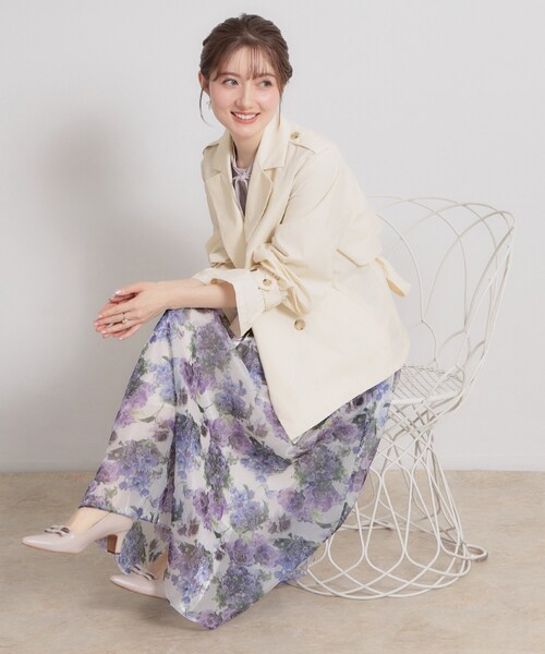 couture brooch（クチュールブローチ）の「【撥水・洗える】ハーフ トレンチコート（トレンチコート・レディース・ネイビー/ベージュ/アイボリー・40/42/38/36）」の7枚目の写真