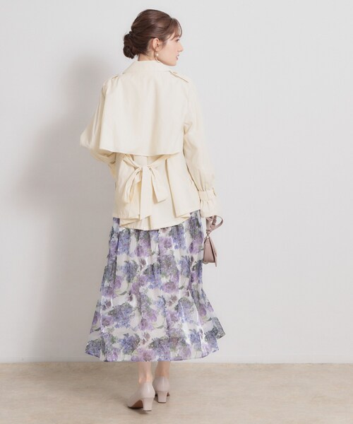 couture brooch（クチュールブローチ）の「【撥水・洗える】ハーフ トレンチコート（トレンチコート・レディース・ネイビー/ベージュ/アイボリー・40/42/38/36）」の10枚目の写真