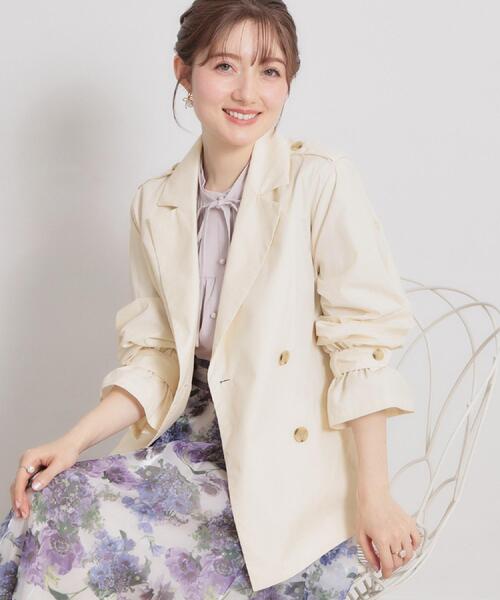 couture brooch（クチュールブローチ）の「【撥水・洗える】ハーフ トレンチコート（トレンチコート・レディース・ネイビー/ベージュ/アイボリー・40/42/38/36）」の11枚目の写真