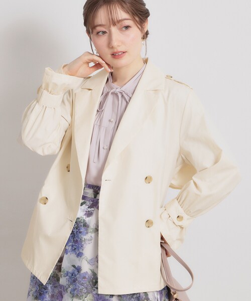 couture brooch（クチュールブローチ）の「【撥水・洗える】ハーフ トレンチコート（トレンチコート・レディース・ネイビー/ベージュ/アイボリー・40/42/38/36）」の12枚目の写真