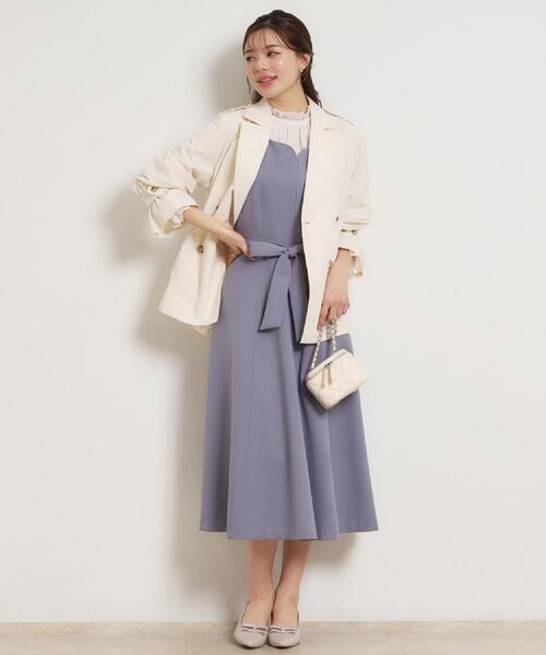 couture brooch（クチュールブローチ）の「【撥水・洗える】ハーフ トレンチコート（トレンチコート・レディース・ネイビー/ベージュ/アイボリー・40/42/38/36）」の14枚目の写真