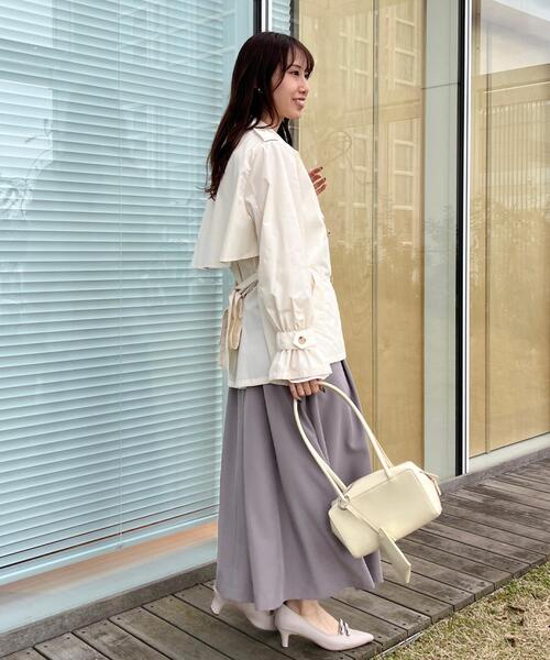 couture brooch（クチュールブローチ）の「【撥水・洗える】ハーフ トレンチコート（トレンチコート・レディース・ネイビー/ベージュ/アイボリー・40/42/38/36）」の19枚目の写真