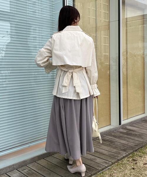 couture brooch（クチュールブローチ）の「【撥水・洗える】ハーフ トレンチコート（トレンチコート・レディース・ネイビー/ベージュ/アイボリー・40/42/38/36）」の20枚目の写真