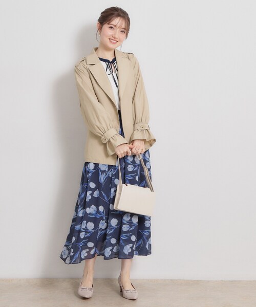 couture brooch（クチュールブローチ）の「【撥水・洗える】ハーフ トレンチコート（トレンチコート・レディース・ネイビー/ベージュ/アイボリー・40/42/38/36）」の22枚目の写真