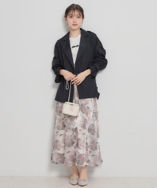 couture brooch（クチュールブローチ）の「【撥水・洗える】ハーフ トレンチコート（トレンチコート・レディース・ネイビー/ベージュ/アイボリー・40/42/38/36）」の9枚目の写真