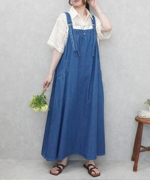 SELECT LEVERY（セレクトリベリー）の「デニムフレアジャンパースカート（デニムスカート・レディース・ブルー/ワンウォッシュ/ブラック・SMALL/MEDIUM/LARGE/X-LARGE）」の10枚目の写真