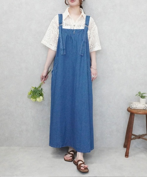 SELECT LEVERY（セレクトリベリー）の「デニムフレアジャンパースカート（デニムスカート・レディース・ブルー/ワンウォッシュ/ブラック・SMALL/MEDIUM/LARGE/X-LARGE）」の12枚目の写真