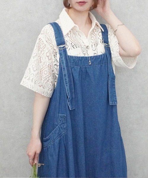 SELECT LEVERY（セレクトリベリー）の「デニムフレアジャンパースカート（デニムスカート・レディース・ブルー/ワンウォッシュ/ブラック・SMALL/MEDIUM/LARGE/X-LARGE）」の13枚目の写真
