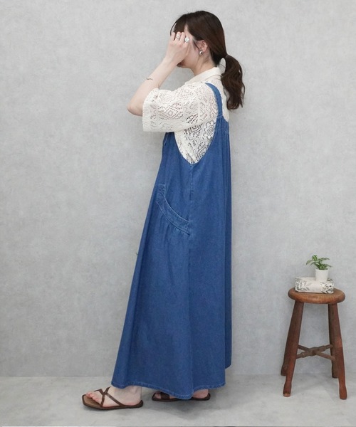 SELECT LEVERY（セレクトリベリー）の「デニムフレアジャンパースカート（デニムスカート・レディース・ブルー/ワンウォッシュ/ブラック・SMALL/MEDIUM/LARGE/X-LARGE）」の14枚目の写真
