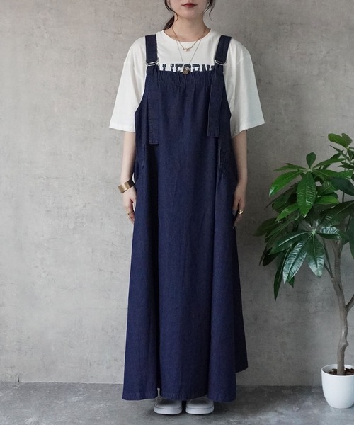 SELECT LEVERY（セレクトリベリー）の「デニムフレアジャンパースカート（デニムスカート・レディース・ブルー/ワンウォッシュ/ブラック・SMALL/MEDIUM/LARGE/X-LARGE）」の7枚目の写真