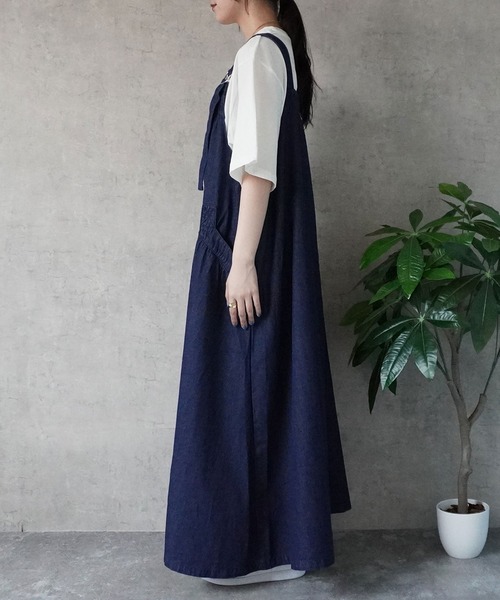 SELECT LEVERY（セレクトリベリー）の「デニムフレアジャンパースカート（デニムスカート・レディース・ブルー/ワンウォッシュ/ブラック・SMALL/MEDIUM/LARGE/X-LARGE）」の8枚目の写真