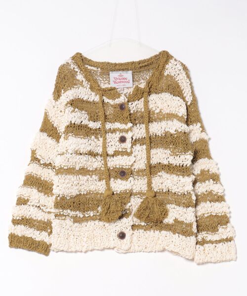 Vivienne Westwood(ヴィヴィアンウエストウッド)の「スラブテープ タッセルストライプニットカーディガン(カーディガン/ボレロ・レディース・グリーン系その他2/ブラック系その他・FREE)」の2枚目の写真