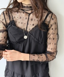 インナー シフォン キャミ」に該当するキャミソール（ブラック/黒色系