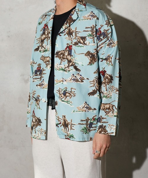 TOWNCRAFT(タウンクラフト)の「TOWNCRAFT / タウンクラフト PRINTED PAJAMA JACKET パジャマ プリント シャツジャケット(シャツ/ブラウス・メンズ・ブルー/その他1/グリーン・LARGE/MEDIUM)」の21枚目の写真