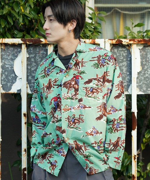 TOWNCRAFT(タウンクラフト)の「TOWNCRAFT / タウンクラフト PRINTED PAJAMA JACKET パジャマ プリント シャツジャケット(シャツ/ブラウス・メンズ・ブルー/その他1/グリーン・LARGE/MEDIUM)」の11枚目の写真