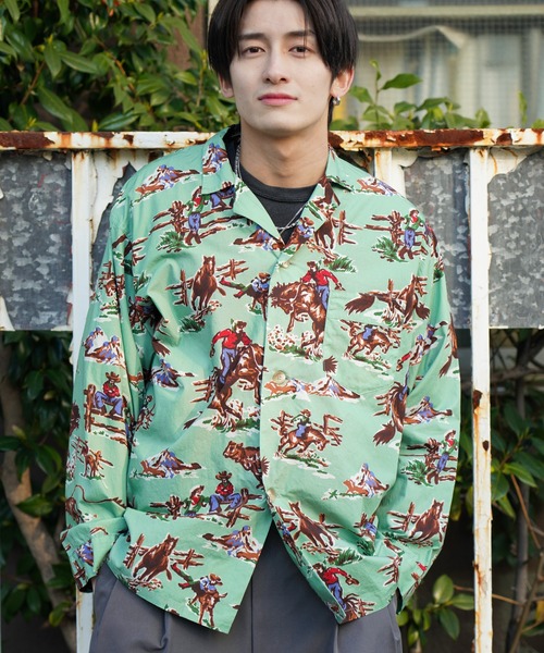 TOWNCRAFT(タウンクラフト)の「TOWNCRAFT / タウンクラフト PRINTED PAJAMA JACKET パジャマ プリント シャツジャケット(シャツ/ブラウス・メンズ・ブルー/その他1/グリーン・LARGE/MEDIUM)」の14枚目の写真