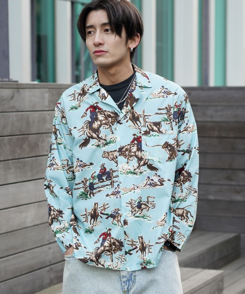 TOWNCRAFT(タウンクラフト)の「TOWNCRAFT / タウンクラフト PRINTED PAJAMA JACKET パジャマ プリント シャツジャケット(シャツ/ブラウス・メンズ・ブルー/その他1/グリーン・LARGE/MEDIUM)」の15枚目の写真