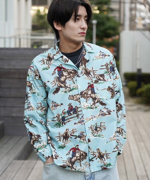 TOWNCRAFT(タウンクラフト)の「TOWNCRAFT / タウンクラフト PRINTED PAJAMA JACKET パジャマ プリント シャツジャケット(シャツ/ブラウス・メンズ・ブルー/その他1/グリーン・LARGE/MEDIUM)」の16枚目の写真