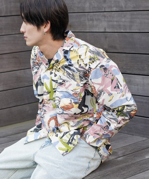 TOWNCRAFT(タウンクラフト)の「TOWNCRAFT / タウンクラフト PRINTED PAJAMA JACKET パジャマ プリント シャツジャケット(シャツ/ブラウス・メンズ・ブルー/その他1/グリーン・LARGE/MEDIUM)」の12枚目の写真