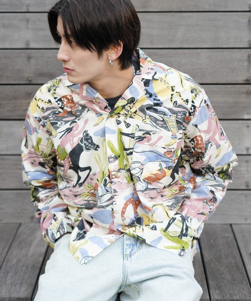 TOWNCRAFT(タウンクラフト)の「TOWNCRAFT / タウンクラフト PRINTED PAJAMA JACKET パジャマ プリント シャツジャケット(シャツ/ブラウス・メンズ・ブルー/その他1/グリーン・LARGE/MEDIUM)」の13枚目の写真